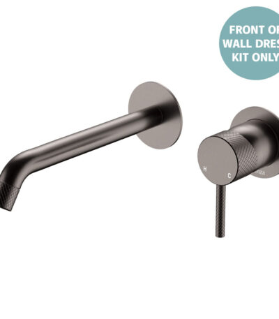 Axle Wall Basin/Bath Mixer Dress Kit Round Plates, 200mm Outlet, Gun Metal