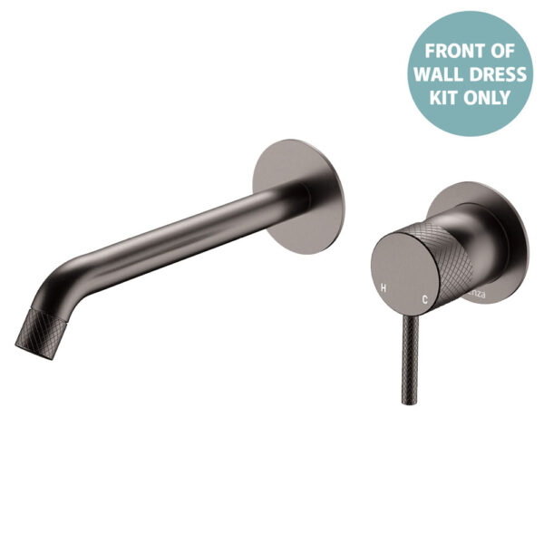 Axle Wall Basin/Bath Mixer Dress Kit Round Plates, 200mm Outlet, Gun Metal