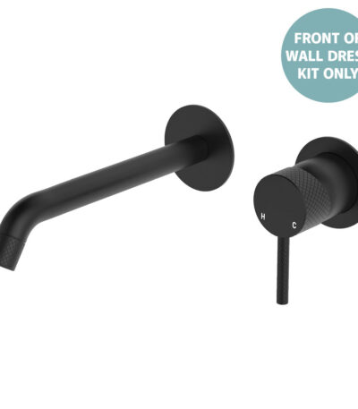 Axle Wall Basin/Bath Mixer Dress Kit, Round Plates, 200mm Outlet, Matte Black