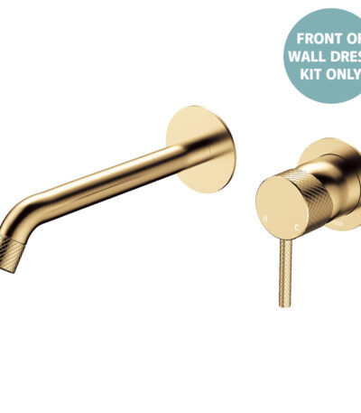 Axle Wall Basin/Bath Mixer Dress Kit, Round Plates, 200mm Outlet, Urban Brass