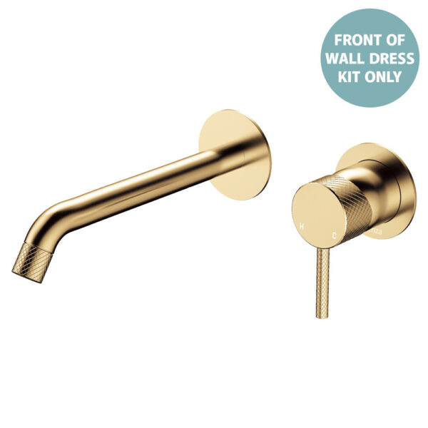 Axle Wall Basin/Bath Mixer Dress Kit, Round Plates, 200mm Outlet, Urban Brass