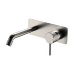 Axle Wall Basin/Bath Mixer Set, Rectangular Plate, 160mm Outlet, Brushed Nickel