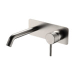 Axle Wall Basin/Bath Mixer Set, Rectangular Plate, 160mm Outlet, Brushed Nickel