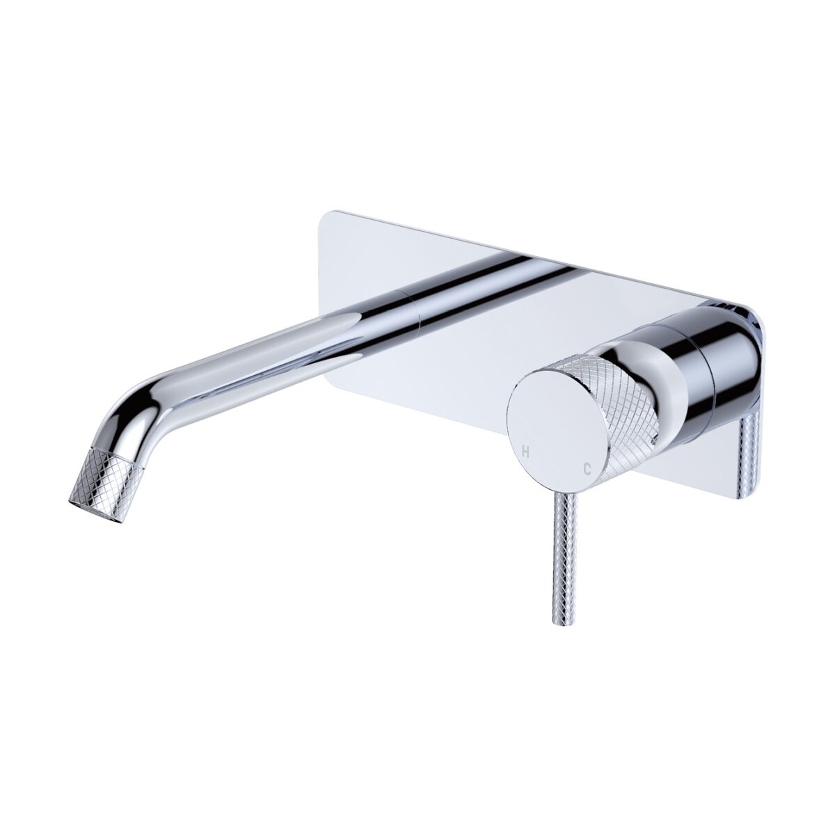 Axle Wall Basin/Bath Mixer Set, Rectangular Plate, 160mm Outlet, Chrome