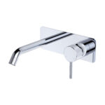Axle Wall Basin/Bath Mixer Set, Rectangular Plate, 160mm Outlet, Chrome