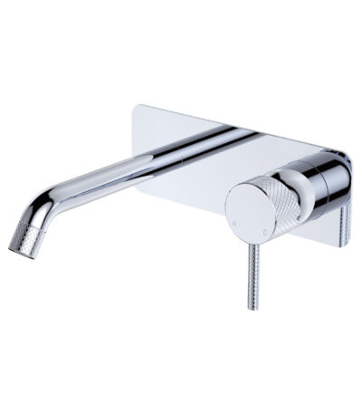 Axle Wall Basin/Bath Mixer Set, Rectangular Plate, 160mm Outlet, Chrome
