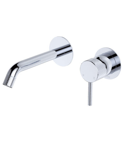 Axle Wall Basin/Bath Mixer Set, Round Plates, 160mm Outlet, Chrome