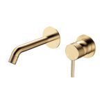 Axle Wall Basin/Bath Mixer Set, Round Plates, 160mm Outlet, Urban Brass