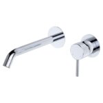 Axle Wall Basin/Bath Mixer Set, Round Plates, 200mm Outlet, Chrome