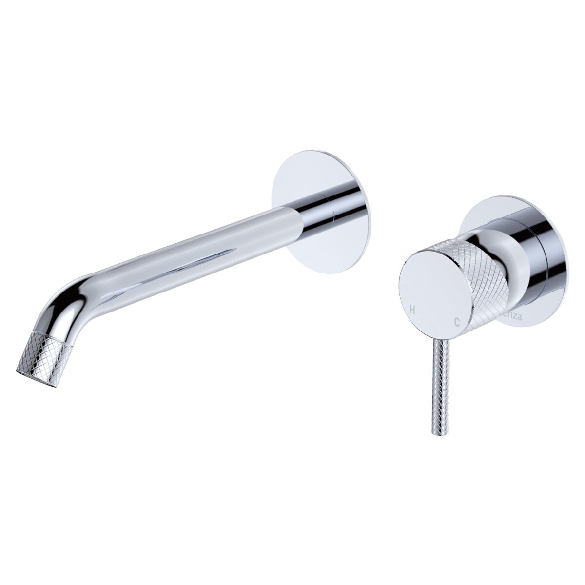 Axle Wall Basin/Bath Mixer Set, Round Plates, 200mm Outlet, Chrome