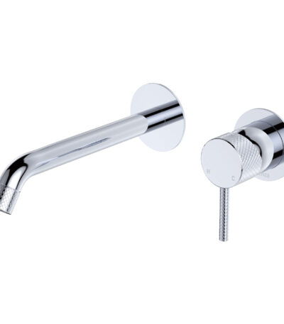 Axle Wall Basin/Bath Mixer Set, Round Plates, 200mm Outlet, Chrome