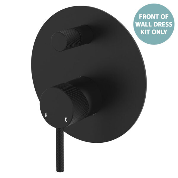 Axle Wall Diverter Mixer Dress Kit, Large Round Plate, Matte Black