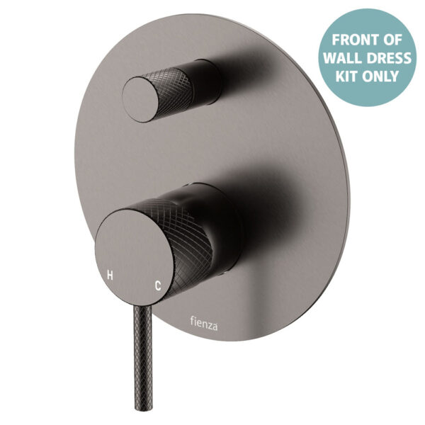 Axle Wall Diverter Mixer Dress Kit, Large Round Plates, Gun Metal