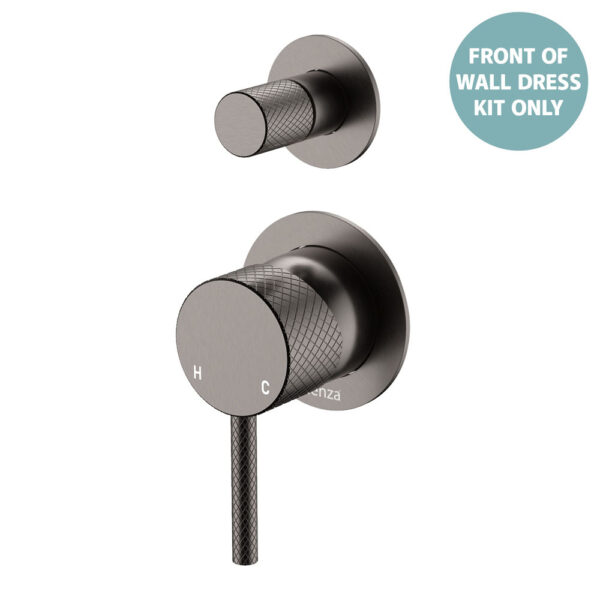 Axle Wall Diverter Mixer Dress Kit, Small Round Plates, Gun Metal