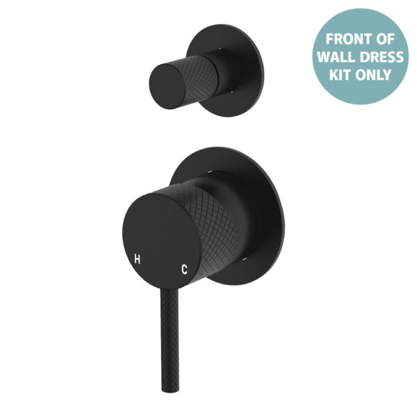 Axle Wall Diverter Mixer Dress Kit, Small Round Plates, Matte Black