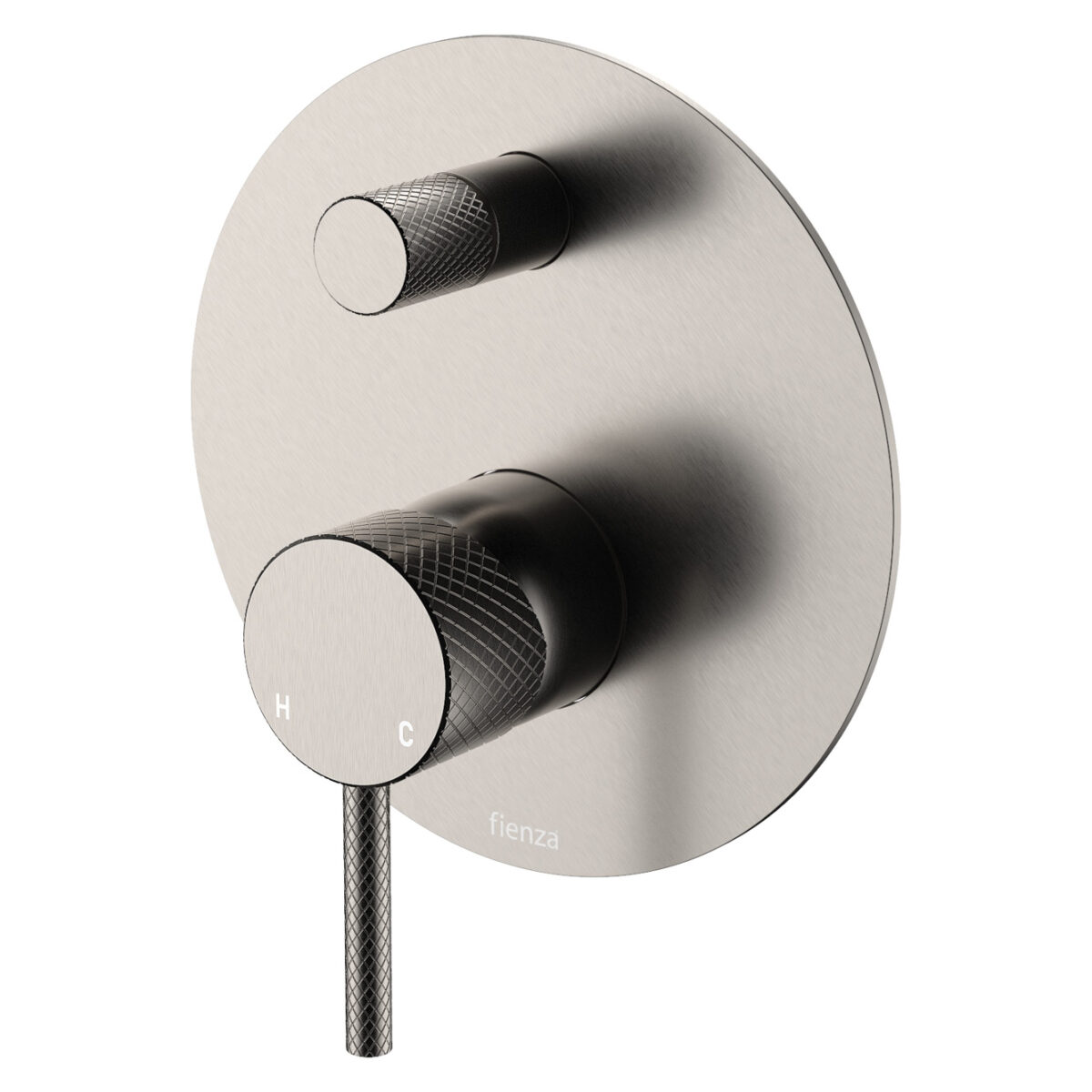 Axle Wall Diverter Mixer, Large Round Plate, Brushed Nickel