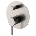 Axle Wall Diverter Mixer, Large Round Plate, Brushed Nickel