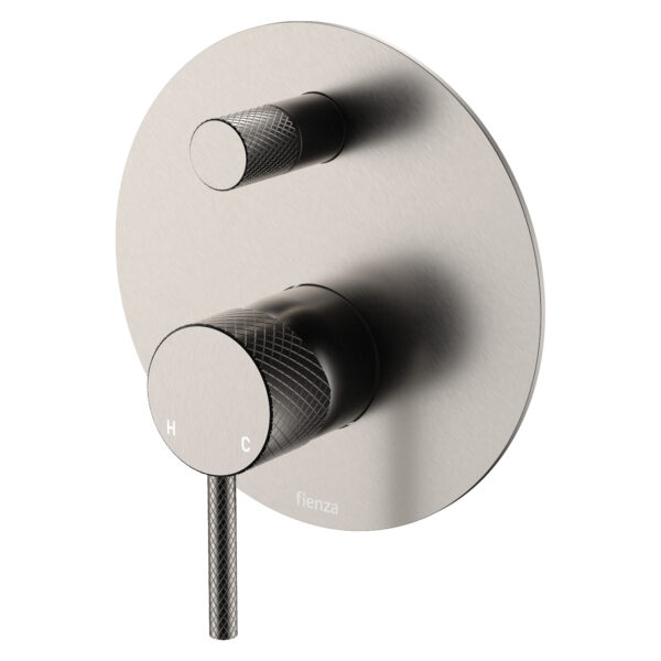 Axle Wall Diverter Mixer, Large Round Plate, Brushed Nickel