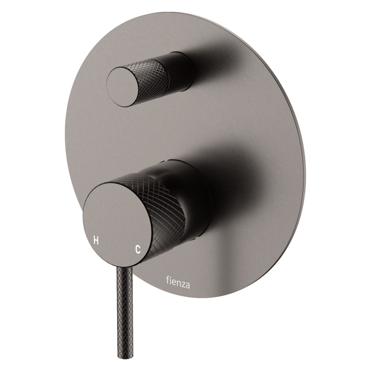 Axle Wall Diverter Mixer, Large Round Plate, Gun Metal