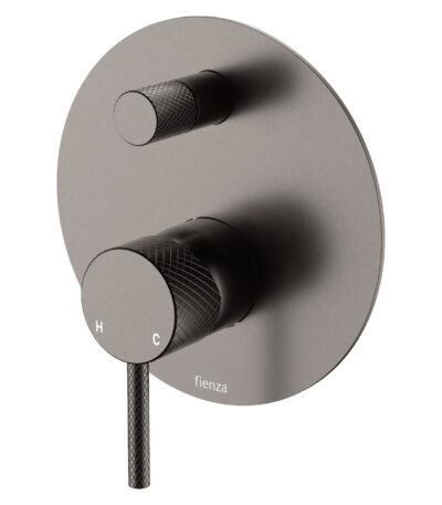 Axle Wall Diverter Mixer, Large Round Plate, Gun Metal