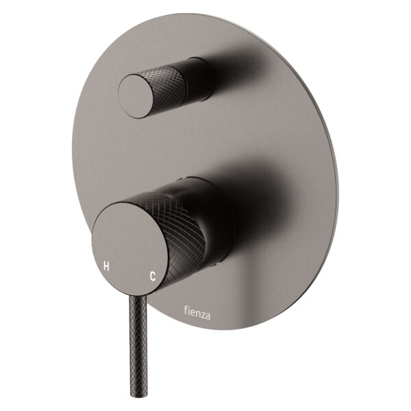 Axle Wall Diverter Mixer, Large Round Plate, Gun Metal