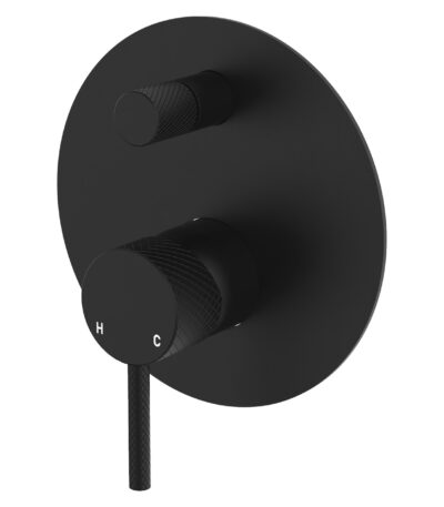 Axle Wall Diverter Mixer, Large Round Plate, Matte Black