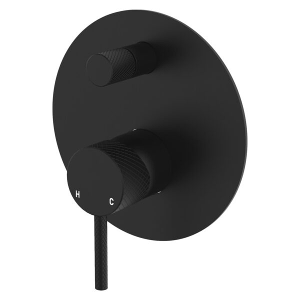 Axle Wall Diverter Mixer, Large Round Plate, Matte Black
