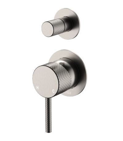 Axle Wall Diverter Mixer, Small Round Plates, Brushed Nickel