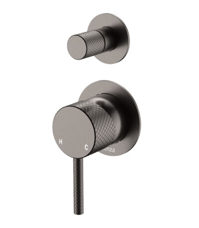 Axle Wall Diverter Mixer, Small Round Plates, Gun Metal
