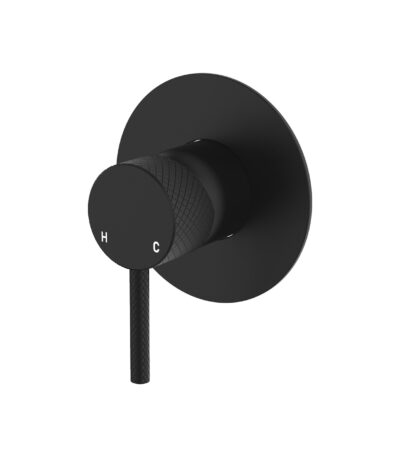 Axle Wall Mixer, Large Round Plate, Matte Black