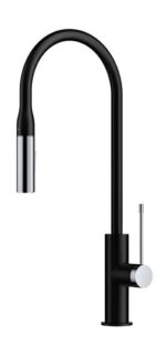 Aziz Pull Out Sink Mixer - Matt Black/Chrome | PCC1002MB/C