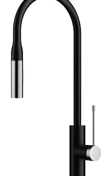 Aziz Pull Out Sink Mixer - Matt Black/Chrome | PCC1002MB/C