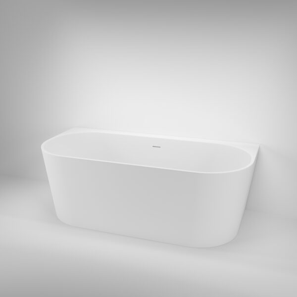 Azul Acrylic Back-to-Wall Freestanding Bath - Matte White 1650mm
