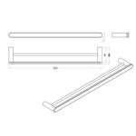 BADUNDKUCHE BK2302-800 SS RUND DOUBLE TOWEL RAIL 800MM CHROME AND COLOURED - Urban Designs Bathroom and Kitchen