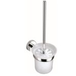 BADUNDKUCHE BK429 RUND GLASS TOILET BRUSH HOLDER CHROME/MATT BLACK - Urban Designs Bathroom and Kitchen