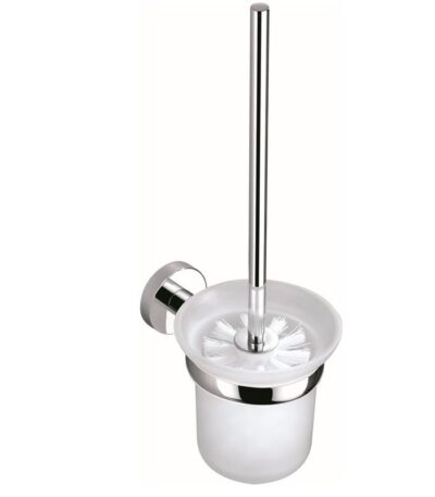BADUNDKUCHE BK429 RUND GLASS TOILET BRUSH HOLDER CHROME/MATT BLACK - Urban Designs Bathroom and Kitchen