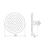 BADUNDKUCHE BKR200P RUND ROUND ABS RAIN SHOWER HEAD 200MM CHROME - Urban Designs Bathroom and Kitchen