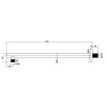 BADUNDKUCHE BKS10A ECKIG SQUARE SHOWER ARM 400MM CHROME / MATTE BLACK - Urban Designs Bathroom and Kitchen