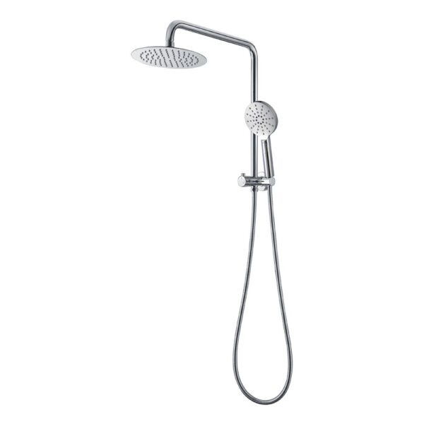 BADUNDKUCHE BKSR201H RUND MULTI-FUNCTION HAND SHOWER WITH OVERHEAD RAIN SHOWER CHROME / MATT BLACK - Urban Designs Bathroom and Kitchen
