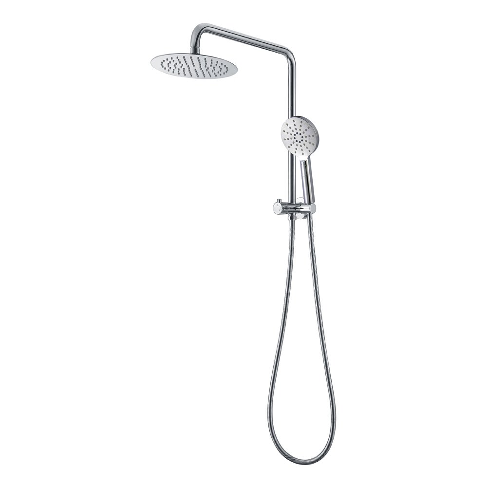 BADUNDKUCHE BKSR201H RUND MULTI-FUNCTION HAND SHOWER WITH OVERHEAD RAIN SHOWER CHROME / MATT BLACK - Urban Designs Bathroom and Kitchen