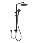 BADUNDKUCHE BKSR202 RUND MULTI-FUNCTION SLIDING SHOWER WITH OVERHEAD RAIN SHOWER CHROME / MATT BLACK - Urban Designs Bathroom and Kitchen