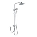 BADUNDKUCHE BKSR202 RUND MULTI-FUNCTION SLIDING SHOWER WITH OVERHEAD RAIN SHOWER CHROME / MATT BLACK - Urban Designs Bathroom and Kitchen