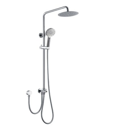BADUNDKUCHE BKSR202 RUND MULTI-FUNCTION SLIDING SHOWER WITH OVERHEAD RAIN SHOWER CHROME / MATT BLACK - Urban Designs Bathroom and Kitchen