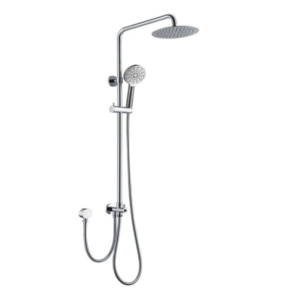 BADUNDKUCHE BKSR202 RUND MULTI-FUNCTION SLIDING SHOWER WITH OVERHEAD RAIN SHOWER CHROME / MATT BLACK - Urban Designs Bathroom and Kitchen