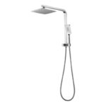 BADUNDKUCHE BKSS101H ECKIG MULTI-FUNCTION SQUARE HAND SHOWER WITH OVERHEAD RAIN SHOWER CHROME / MATT BLACK - Urban Designs Bathroom and Kitchen