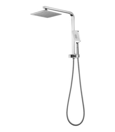 BADUNDKUCHE BKSS101H ECKIG MULTI-FUNCTION SQUARE HAND SHOWER WITH OVERHEAD RAIN SHOWER CHROME / MATT BLACK - Urban Designs Bathroom and Kitchen