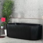 Bari Groove Fluted Oval Freestanding Back to Wall Bathtub - Matt Black - No Overflow - 1500mm | SB782-1500MB