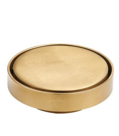 BATHEX Brushed Gold Round Tile Insert Floor Waste Shower Grate Drain (75mm outlet) | TIR-BG115