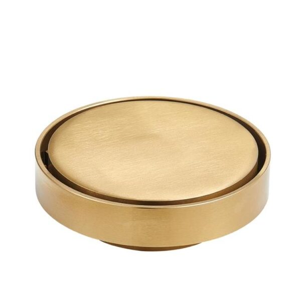 BATHEX Brushed Gold Round Tile Insert Floor Waste Shower Grate Drain (75mm outlet) | TIR-BG115
