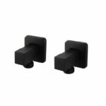 Bathroom Square Matt Black 1/4 Turn Washing Machine Stop Taps | OX0017.WMT+OX0017.WMT